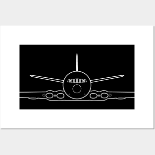 Vintage Comet jet airliner aircraft outline graphic (white) Posters and Art